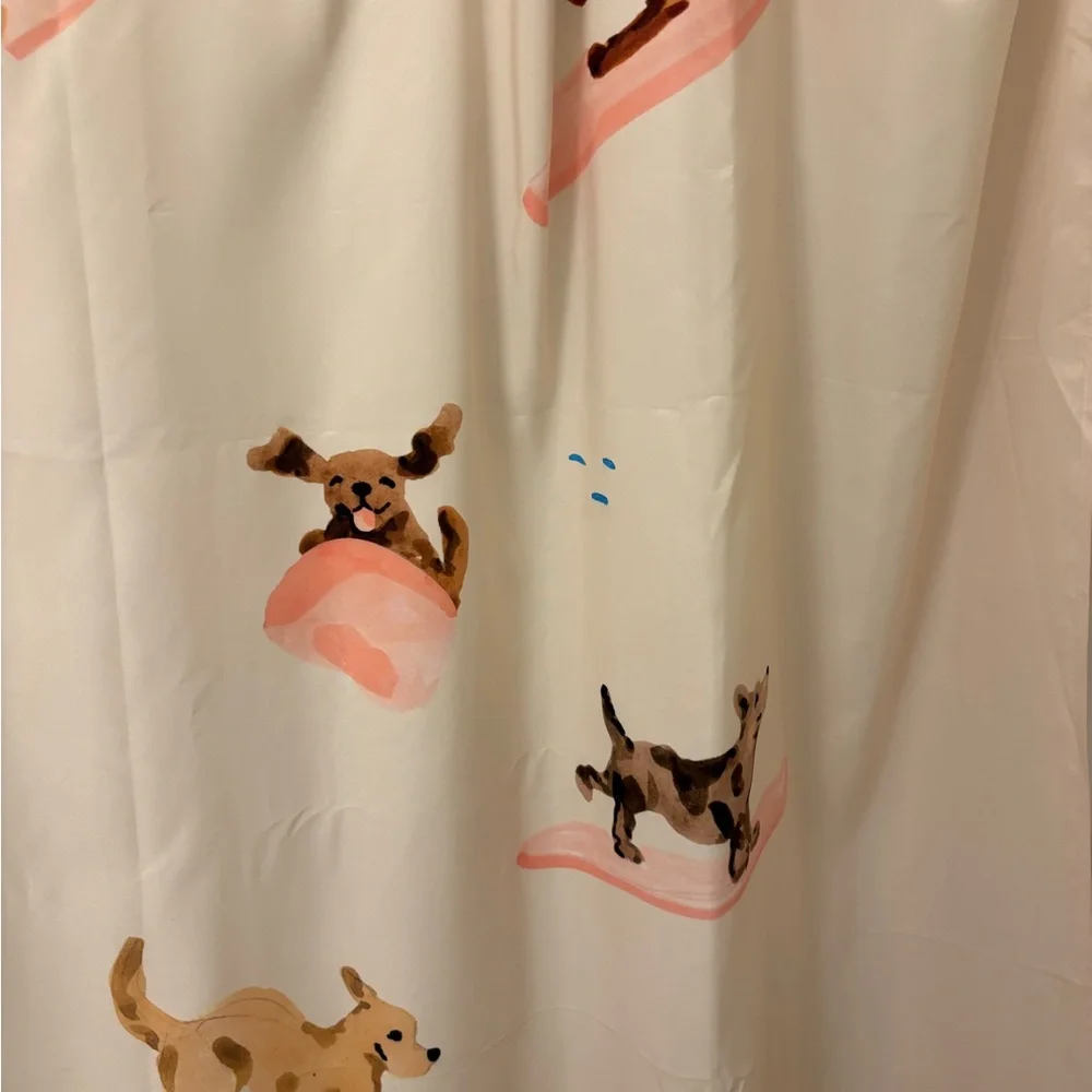URBAN OUTFITTERS- Sabina Fenn Illustration Dogs Surfing Shower Curtain - Picture 9 of 12